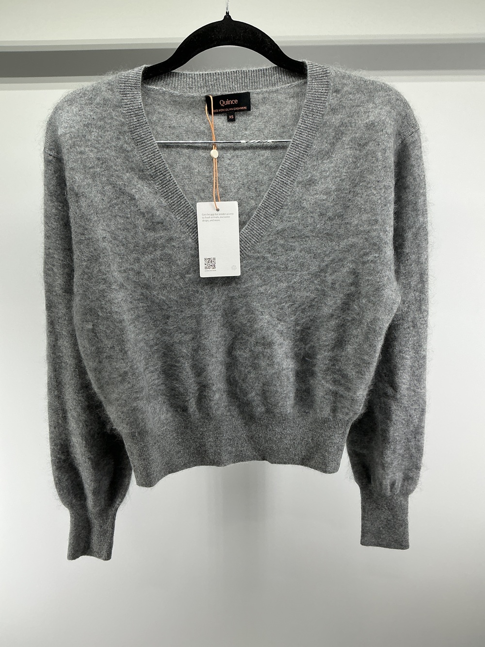 Brushed Cashmere Shrunken V-Neck Sweater